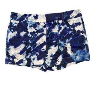Calvin Klein Womens Blue White Abstract Tie Dye Shorts Size 10 Casual Summer